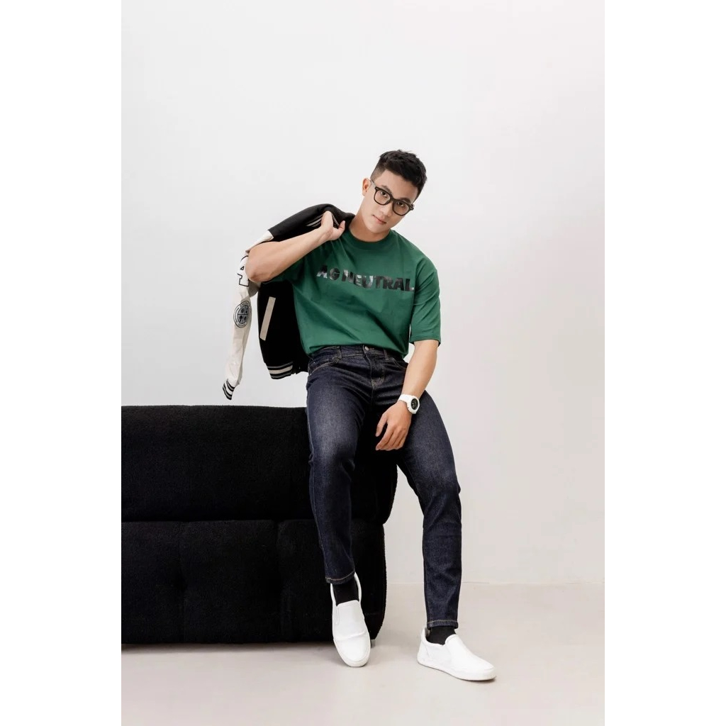 Áo Thun Americus Gosani In Chữ Trước Ngực Màu Trắng, Xanh Lá