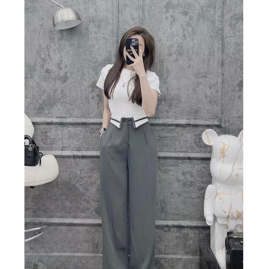 Quần Ống Rộng Viền Lưng Trắng Quần Ống Rộng Caro Bigsize Quỳnh Anh Từ 50 kg Đến 100 kg M/L/XL/XXL