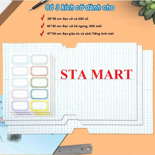 Tập 10 Bọc Decan sách, vở các cấp / Decan bọc sách vở đủ kích thước, Kèm 1 tập nhãn vở