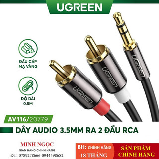 Dây cáp audio 3.5mm ra 2 đầu rca ugreen av116 - hàng chính hãng