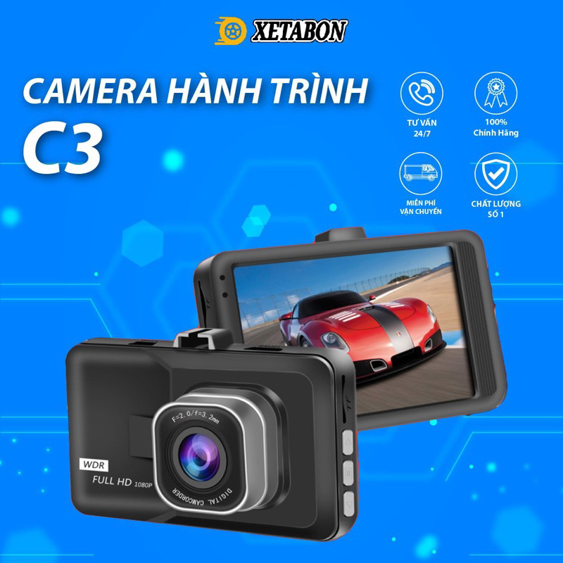 Camera hành trình ô tô C3 XETABON Full HD 1080 ,Cam hành trình chính hãng 1 đổi 1 Trong 1 năm Bảo Hành 5 Năm