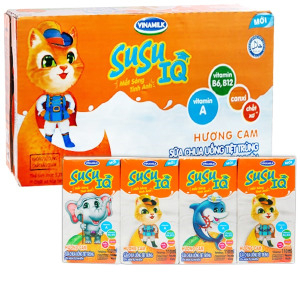 Thùng 48 Hộp x 110ml Sữa Chua Uống Tiệt Trùng Vinamilk SuSu Hương Dâu, Cam.