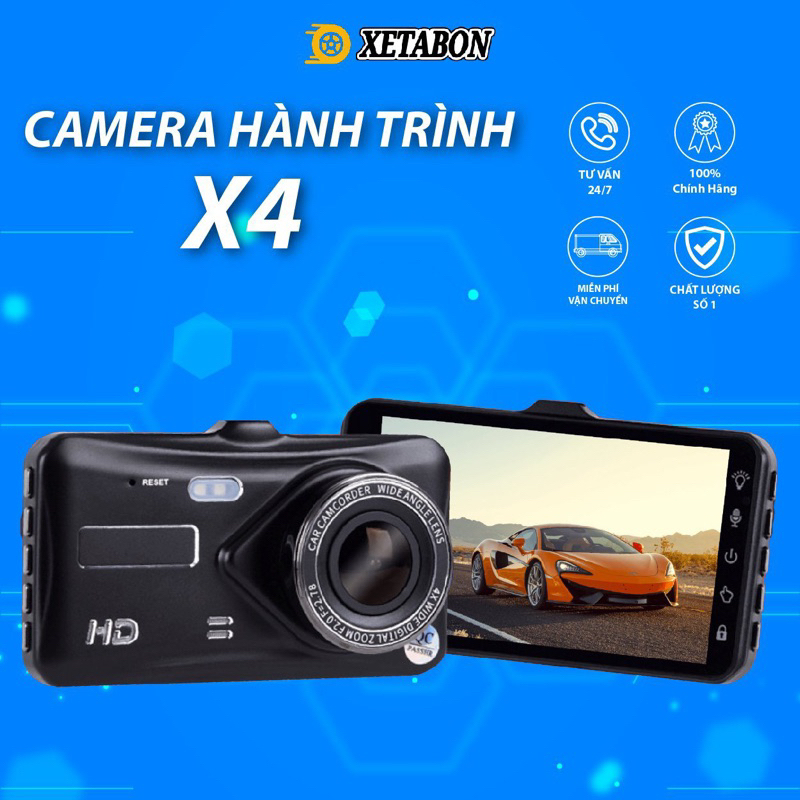 Camera hành trình ô tô X4 XETABON Full HD kèm thẻ nhớ 32GB, màn hình cảm ứng, quay đêm rõ nét, Bảo Hành 12 Tháng 1 đổi 1 | BigBuy360 - bigbuy360.vn