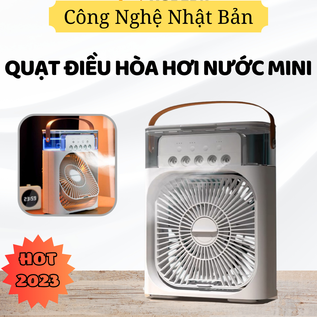 Quạt Điều Hòa Hơi Nước Để Bàn Mẫu Mới 2023,Quạt Phun Sương Hẹn Giờ Kèm Đèn LED 7 Màu Công Nghệ Nhật Bản .