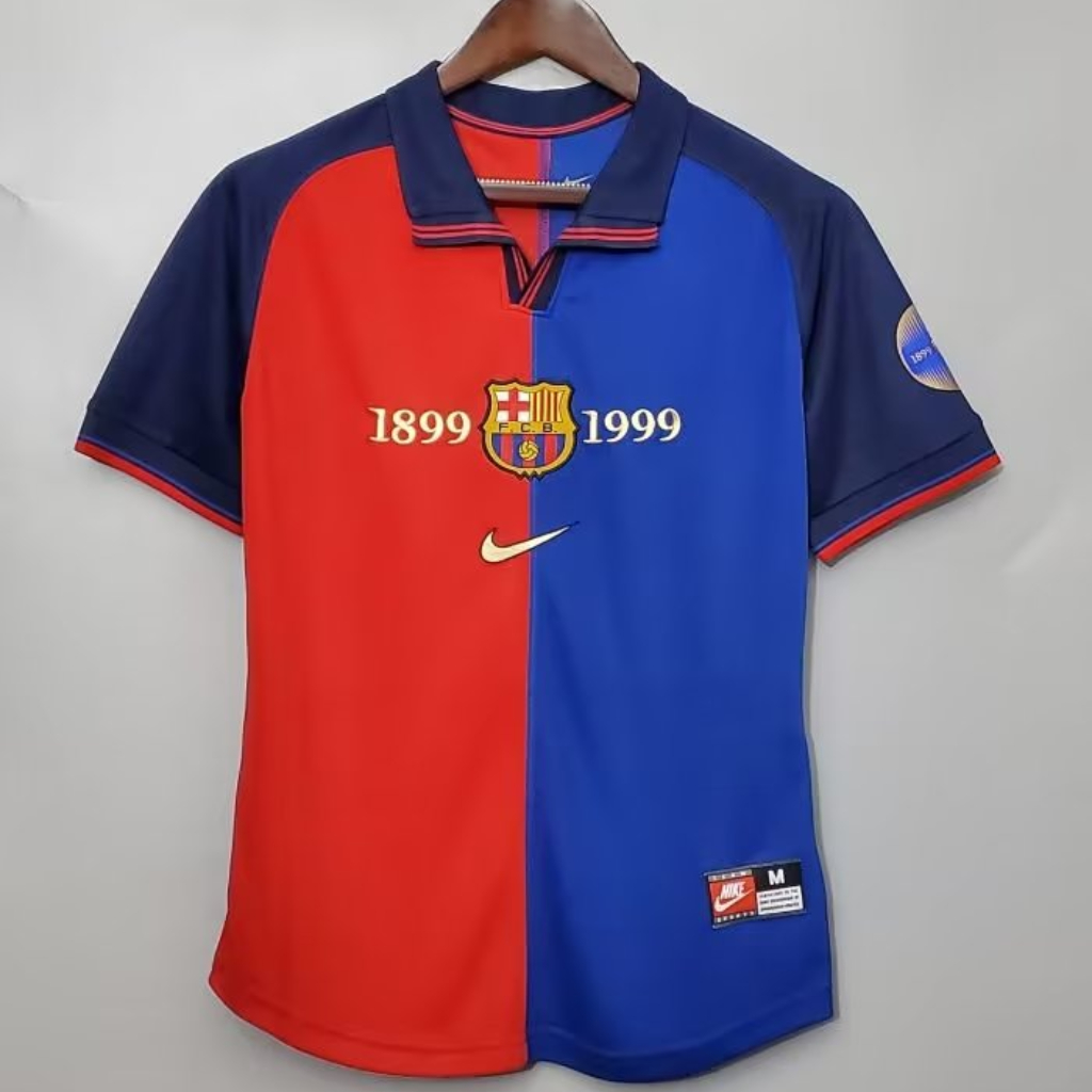 Áo bóng đá retro barca vải Cotton Polyester thời trang blockcore