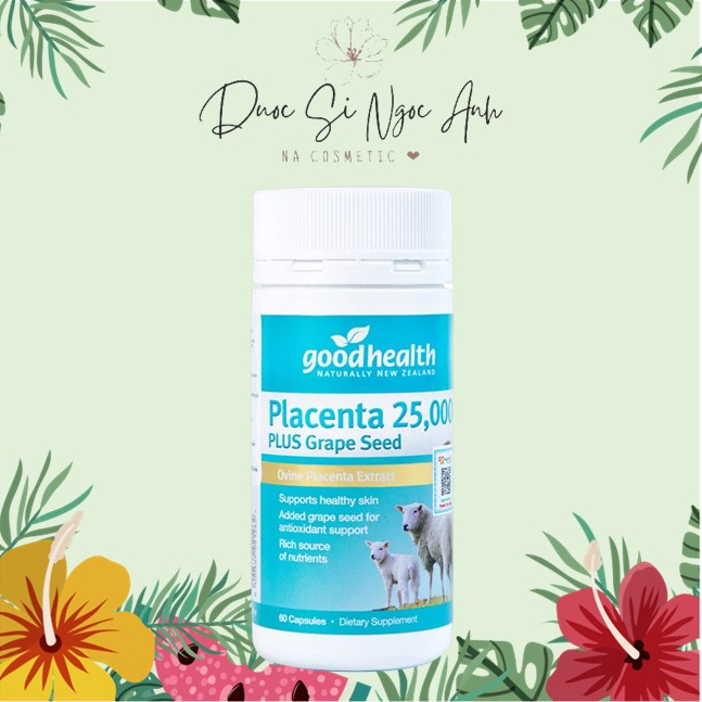 Viên uống nhau thai cừu Placenta 25000 Good Health hỗ trợ làm đẹp da, chống oxy hóa (60 viên)