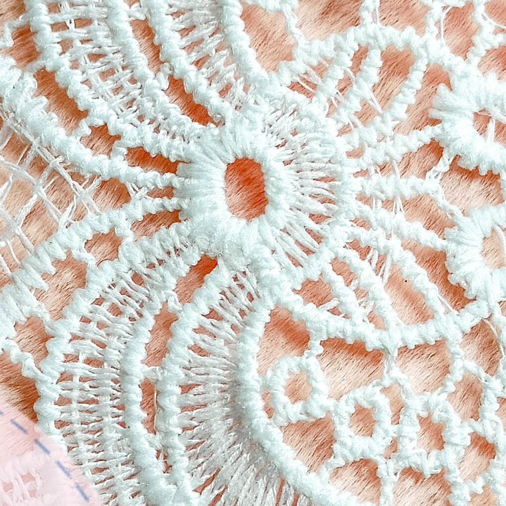 REN CHỈ TẤM KHÔNG CO GIÃN, VIỀN ÁO, TRANG TRÍ BẢN RỘNG 14,5 CM, MÀU TRẮNG - REN1003