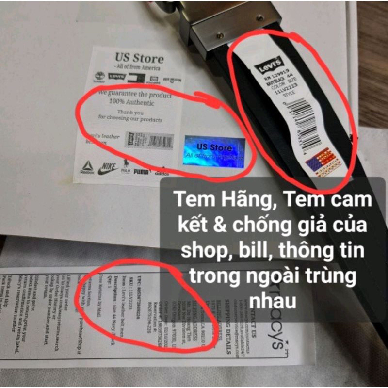 Ví đứng da nam gập 3 Levi’s chính hãng nhập Mỹ