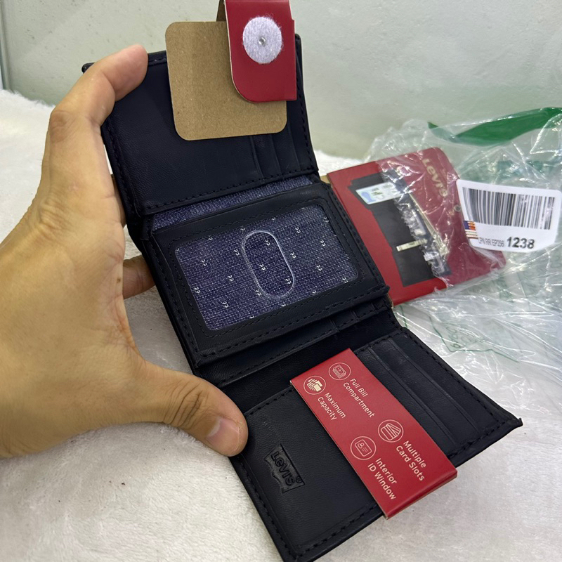 Ví đứng da nam gập 3 Levi’s chính hãng nhập Mỹ