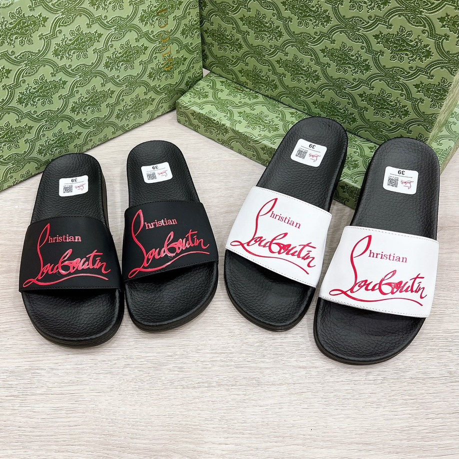 Dép Louboutin LC In Chữ Siêu Chất Dép Lê Quai Ngang Nam Louboutin Hottrend Có Đủ Hộp Bill