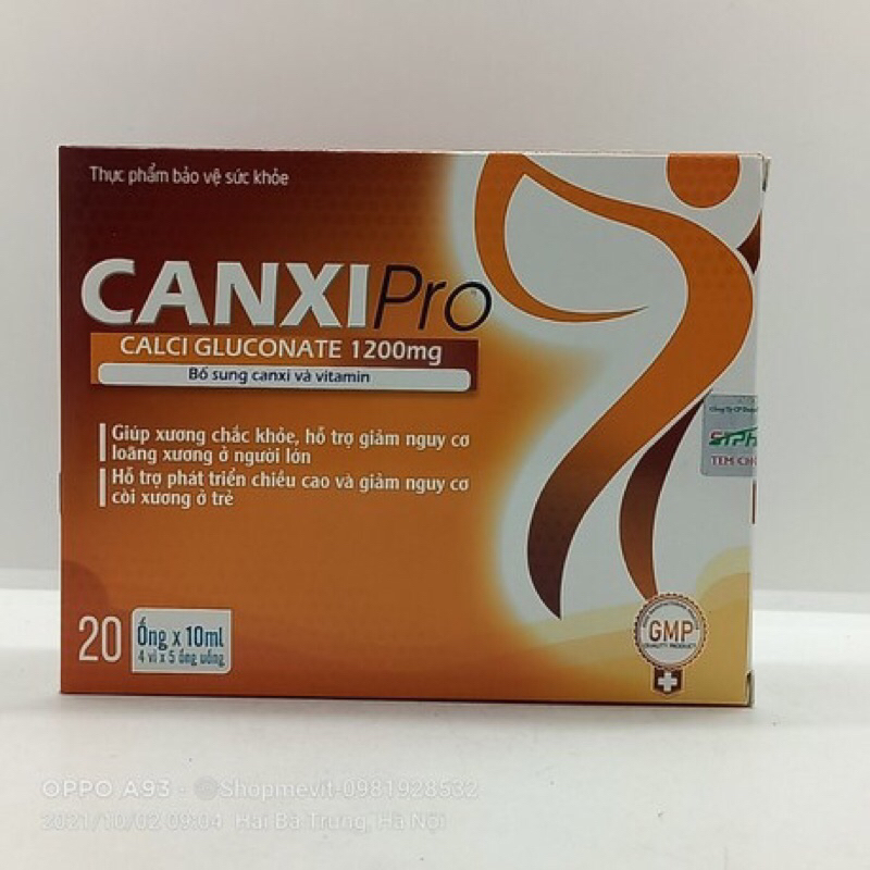 canxipro Calci Gluconate 1200mg hộp 20 ống Canxi pro bổ sung canxi và