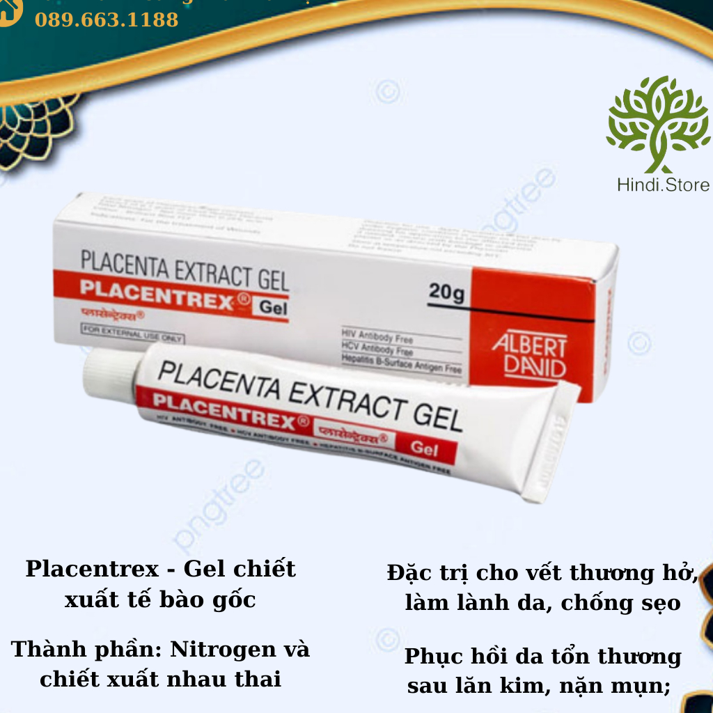 Tế bào gốc cuống rốn cho da tổn thương, lăn kim, nặn mụn hết 6/2024 - Placentrex Gel - Hindi.Store