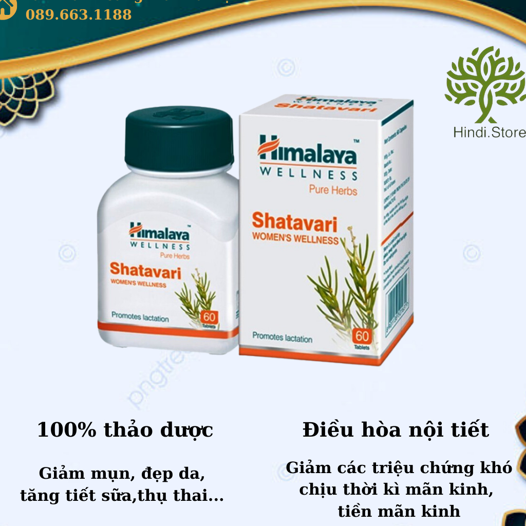 Himalaya Shatavari hỗ trợ giảm mụn, đẹp da - Hindi.Store