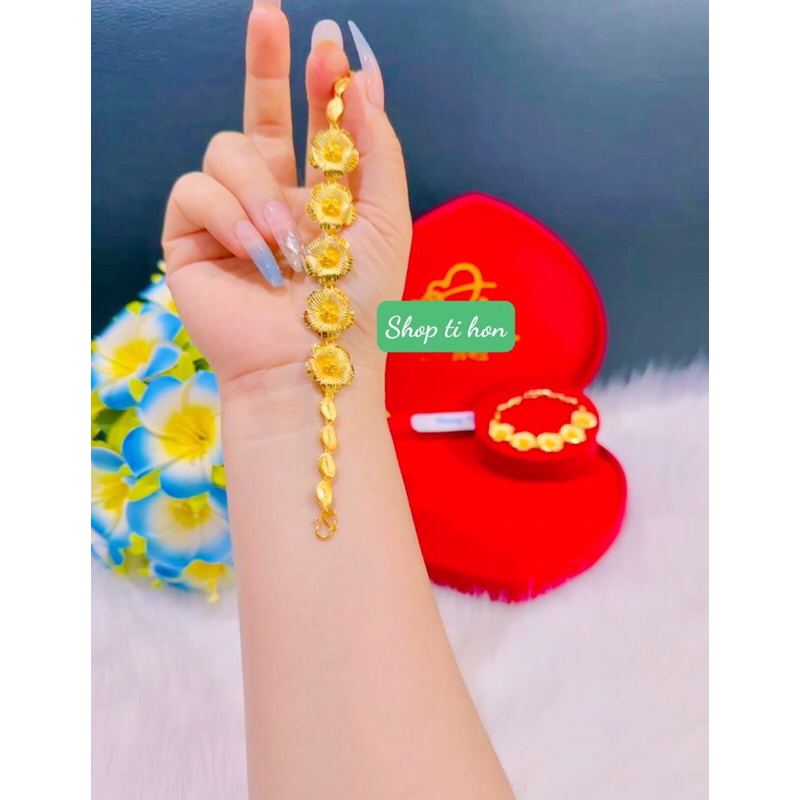 Lắc tay hoa mai 5 bông mạ vàng 24 cao cấp mẫu mới về ( lắc 5 chỉ )