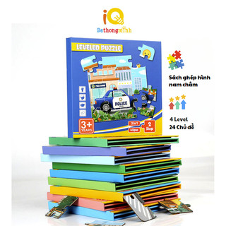 Sách ghép hình nam châm 3 in1, 5 cấp độ cho bé từ 2-7 tuổi Đồ chơi xếp hình puzzle giáo dục sớm nhiều chủ đề BeThongMinh