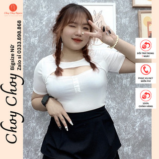 Áo thun bigsize nữ tay ngắn xẻ ngực, áo kiểu nữ dáng dài chất thun gân. áo thun xẻ ngực nữ Choy Choy Bigsize
