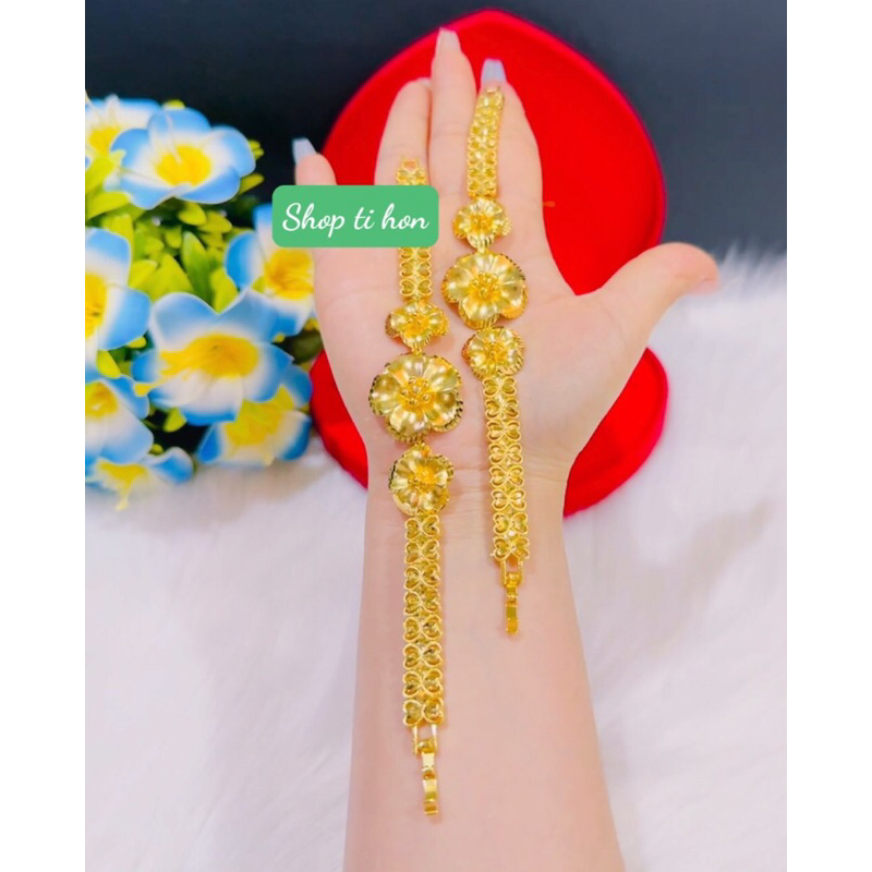 Lắc hoa mai 3 bông lớn dát vàng 24 cao cấp mẫu mới về
