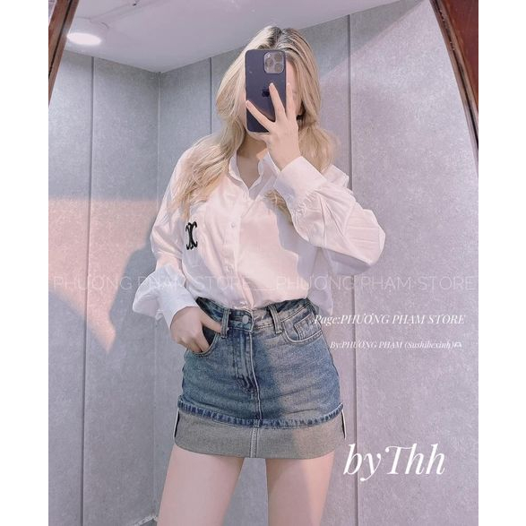 Chân váy jeans dáng ngắn kèm đai 2 màu (kèm ảnh thật và video)
