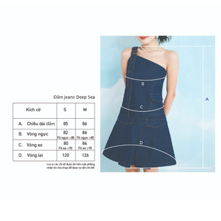 Double Moonshot - Đầm jeans lệch vai Deep Sea