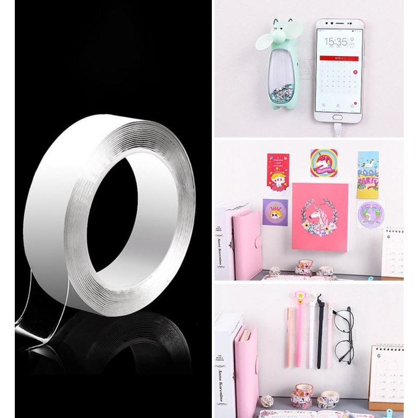 Băng Keo Nano Dán 2 Mặt Trong Suốt / Băng Dính 2 Mặt Đa Năng - Dán Tường Treo Đồ, Treo Tranh Ảnh, Cố Định Vật,...