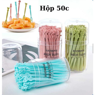 Set 50 Dĩa ăn Trái Cây, Xiên Hoa Quả Bằng Nhựa