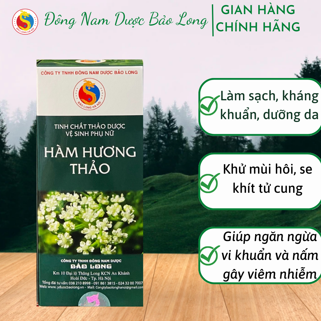 Dung dịch vệ sinh phụ nữ Hàm Hương Thảo làm sạch, khử mùi, kháng khuẩn, se khít tử cung 100ml Đông Nam Dược Bảo Long