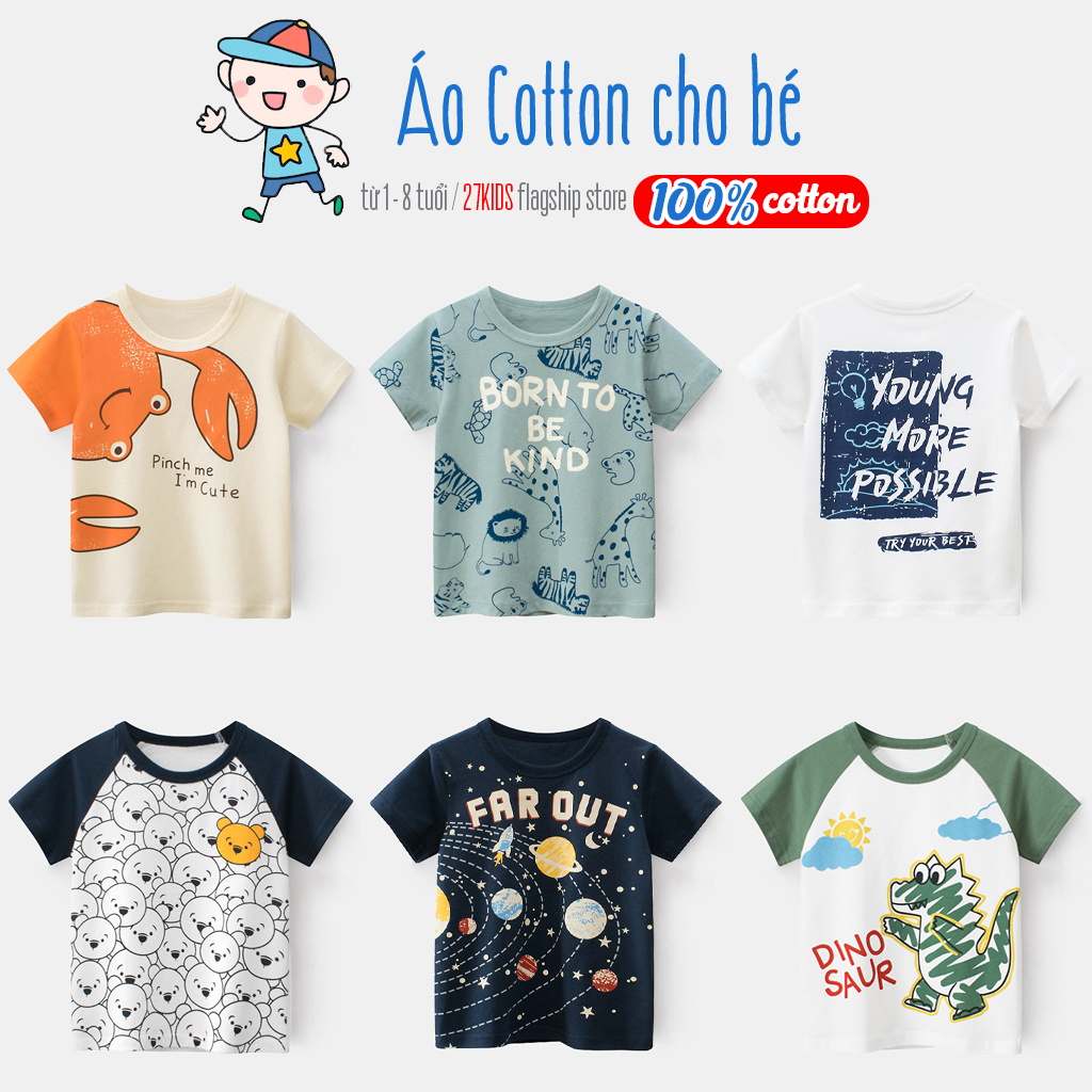 Áo bé trai EROKIDS áo phông cho bé in hình độc đáo chất cotton mẫu mới 2023