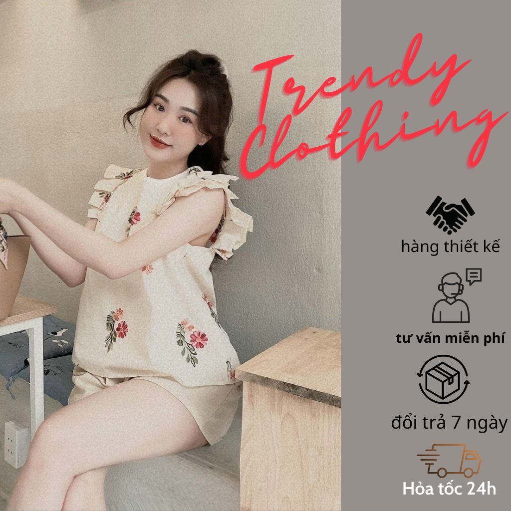 Set quần áo công chúa, bộ đồ nữ, áo thêu tay kèm quần giả váy cực sang chảnh Trendy Clothing s23
