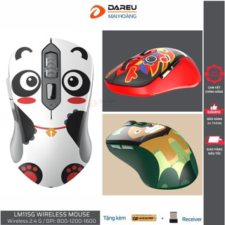 Chuột máy tính không dây dareu lm115g multi-color hình con thú dragon | panda | lion | sheep