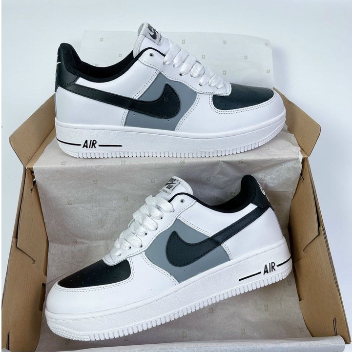 Giày_Nike Air Force 1 Mũi Đen, Giày AF1 Cream And Black Đế Air Bản Chuẩn T.rung, Đủ Size Nam Nữ Full Box + Bill
