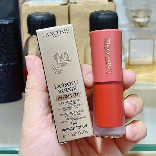 Son kem lì Lancome 196 màu đỏ cam 6ml,Full Box,Túi+Hộp,Mẫu mới 2023,Son lên màu chuẩn,quyến rũ.Tặng kèm quà xịn sò.