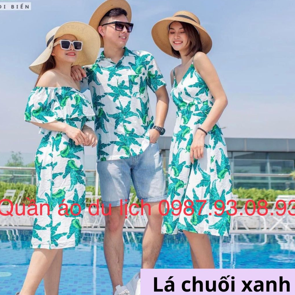 Sét quần áo, váy đũi mặc đôi, team building, đi du lịch biển Only Shop họa tiết Lá