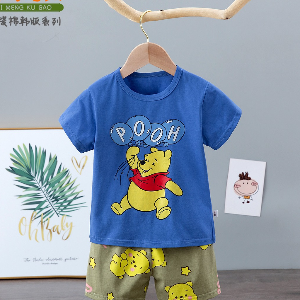 (KUBAO 26-35kg) Đồ bộ Quảng Châu KUBAO xuất hàn -Bộ cotton cộc tay xuất Hàn Kubao cho bé trai 6-10 tuổi