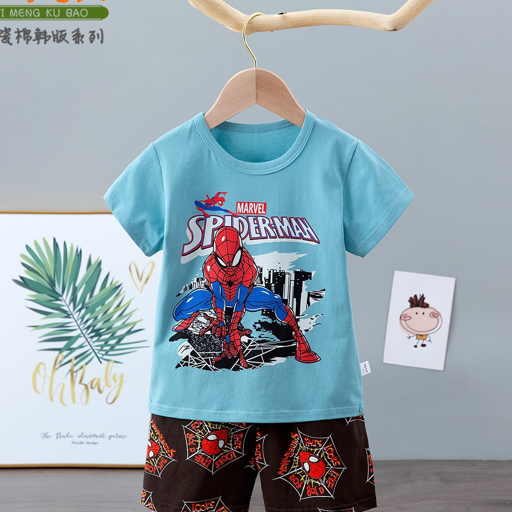 (KUBAO 26-35kg) Đồ bộ Quảng Châu KUBAO xuất hàn -Bộ cotton cộc tay xuất Hàn Kubao cho bé trai 6-10 tuổi