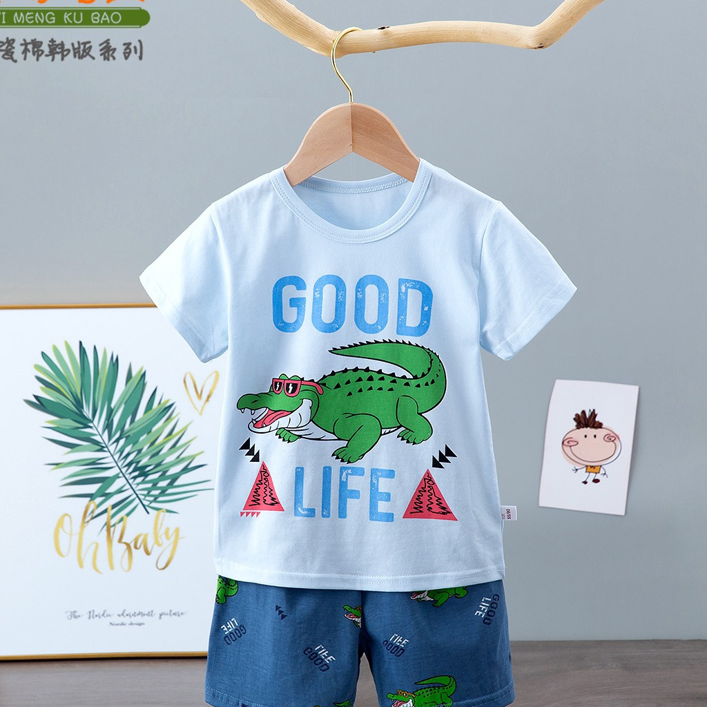 (KUBAO 26-35kg) Đồ bộ Quảng Châu KUBAO xuất hàn -Bộ cotton cộc tay xuất Hàn Kubao cho bé trai 6-10 tuổi