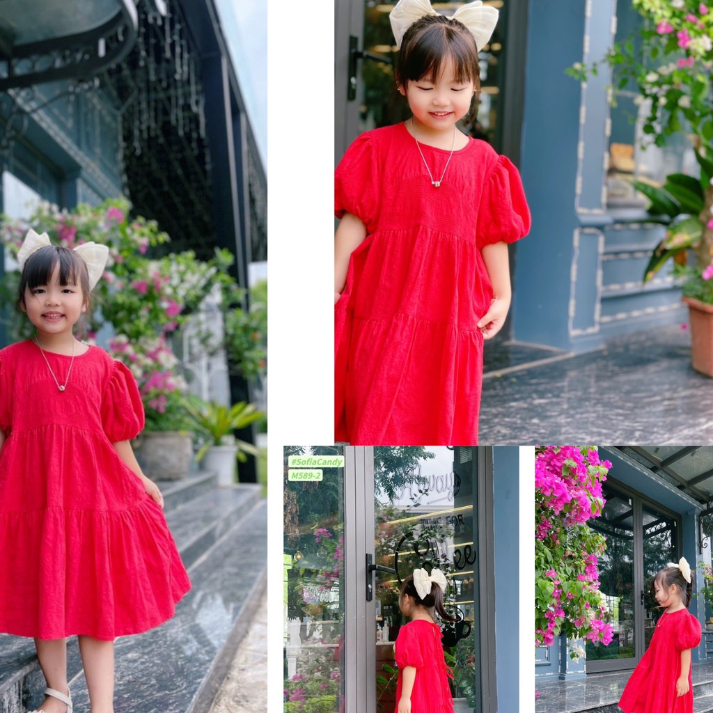 VÁY ĐŨI ĐỎ DÂY BUỘC SAU LƯNG SOFIA