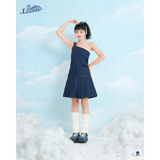 Double Moonshot - Đầm jeans lệch vai Deep Sea
