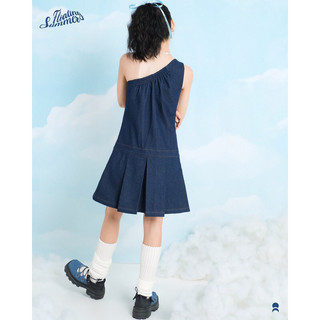Double Moonshot - Đầm jeans lệch vai Deep Sea