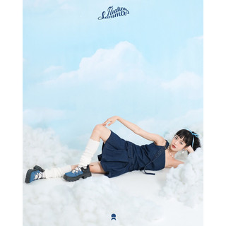 Double Moonshot - Đầm jeans lệch vai Deep Sea