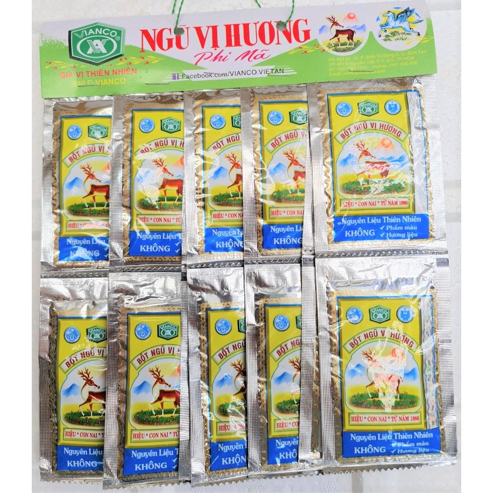 Lốc (20 gói x 3.5g) BỘT NGŨ VỊ HƯƠNG hiệu Con Nai VIANCO Five Spice Powder