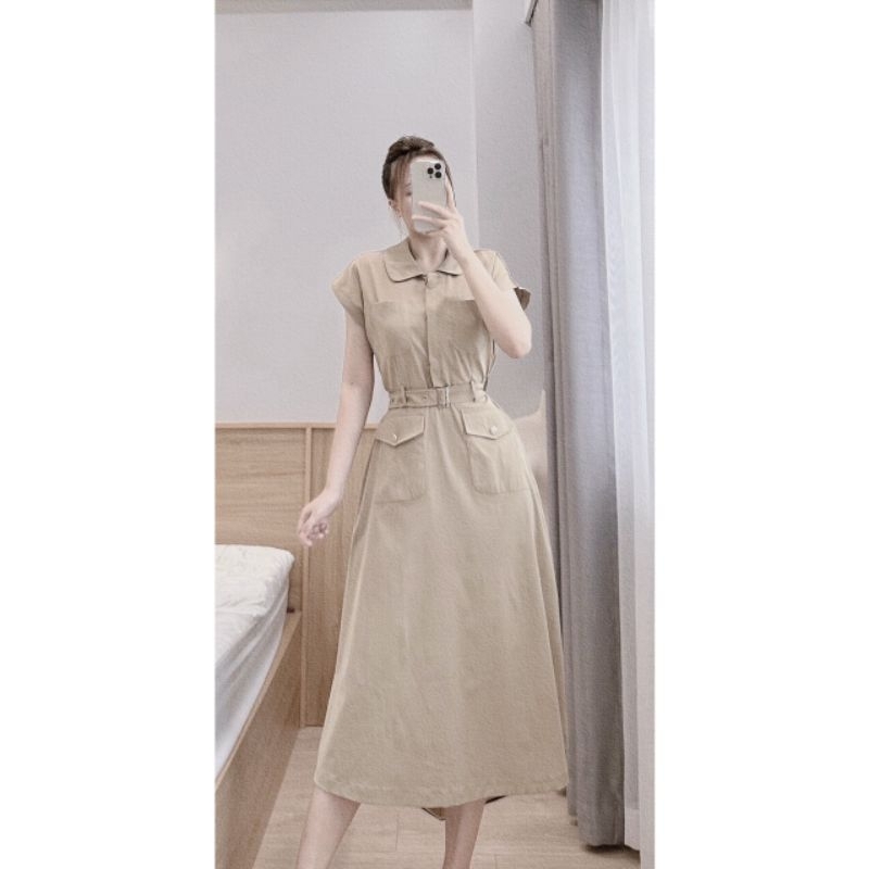 Váy be túi hộp dáng dài kèm đai eo style Hàn Quốc trẻ trung năng động -Có buôn sỉ -SP 3382