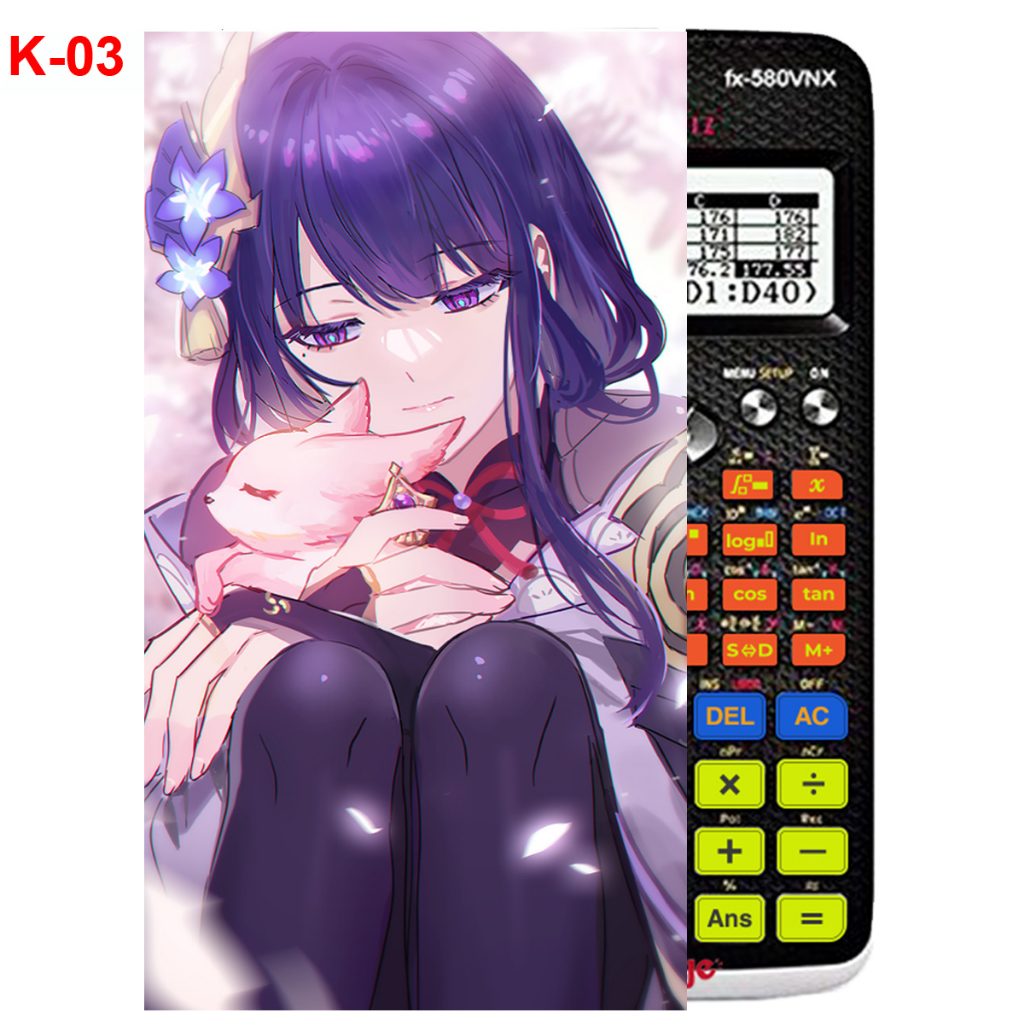 Decal - hình dán Máy tính CASIO fx570, fx580, ...nhân vật Keqing- Gemshin Impact