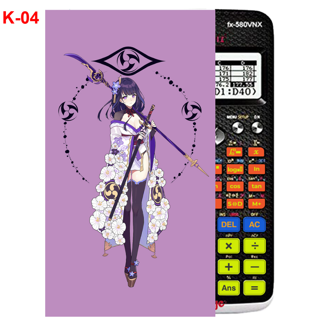 Decal - hình dán Máy tính CASIO fx570, fx580, ...nhân vật Keqing- Gemshin Impact