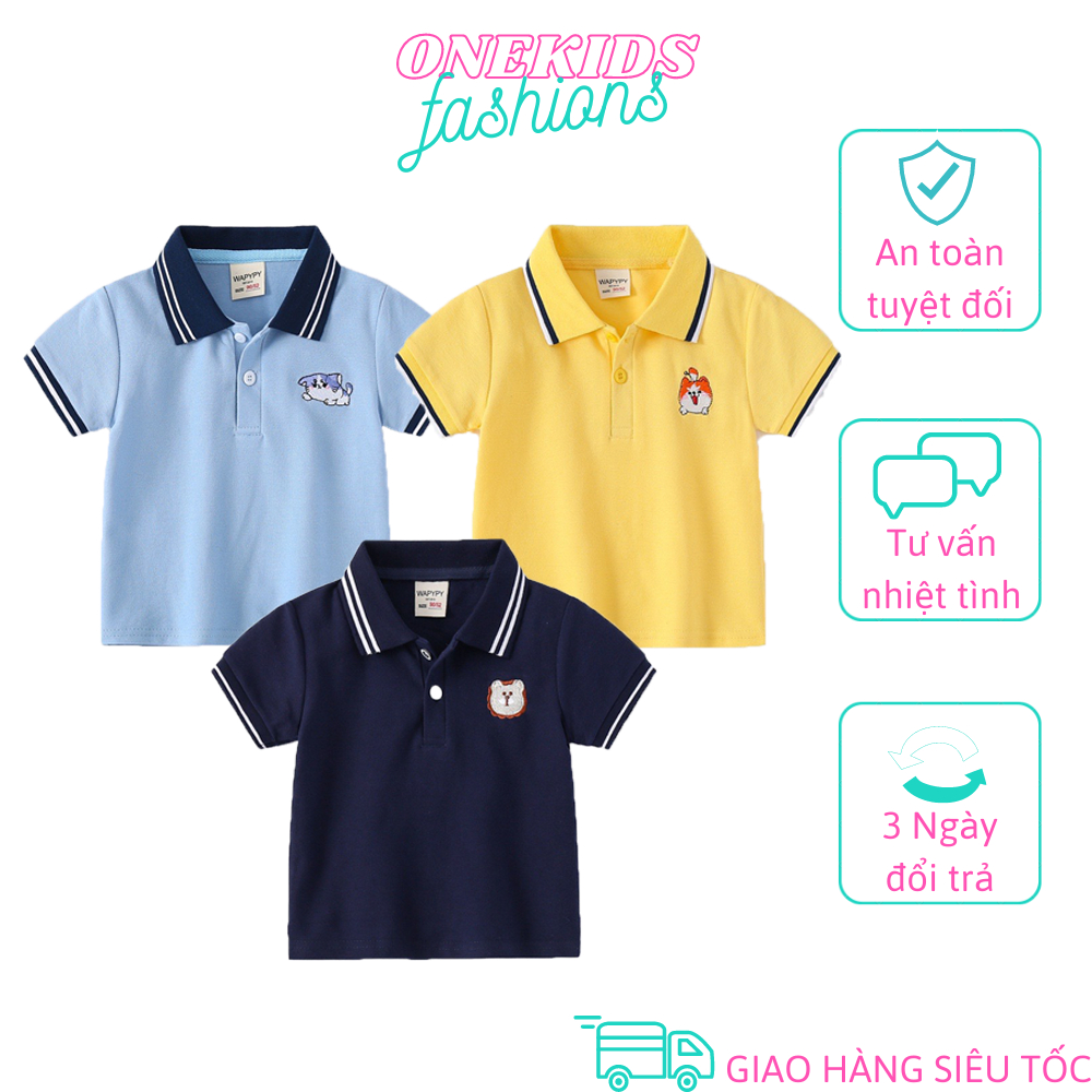 Áo Polo Trơn Basic Chất Cotton Tàu Cực Đẹp Dành Cho Bé Trai Từ 12-26kg
