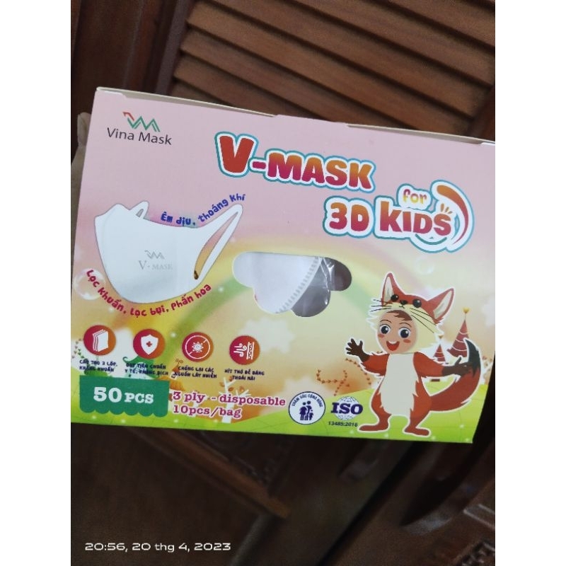 KHẨU TRANG 3D  BÉ GÁI. 1 HỘP 5 GÓI 50 CHIẾC