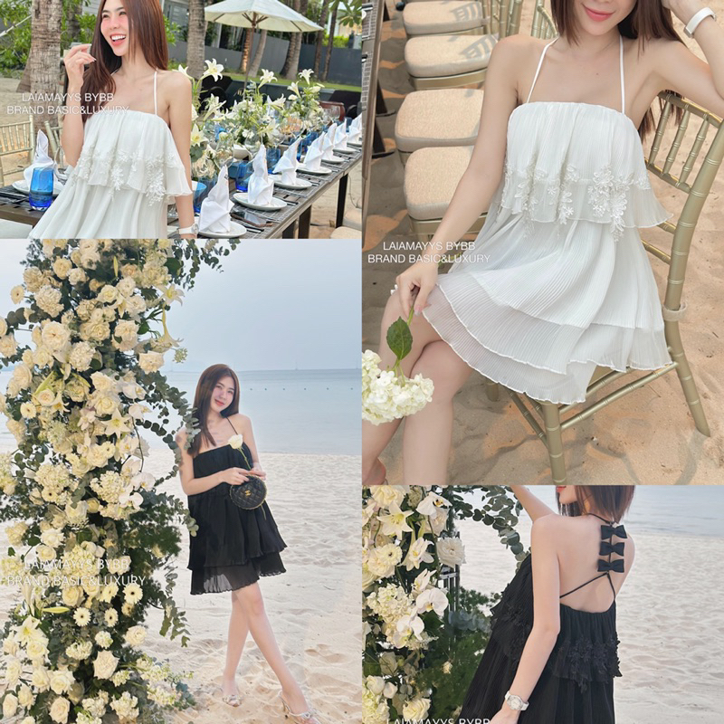 Váy Dây Cổ Yếm 2 Màu Hàng Thiết Kế TrânALii