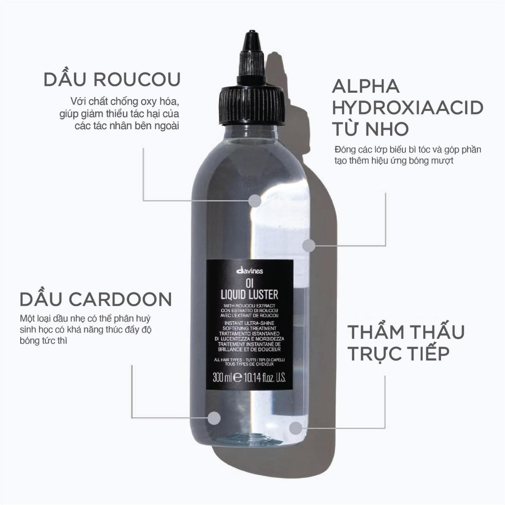 Tinh chất dưỡng tóc tăng độ bóng mượt tức thì cho tóc Davines Oi Liquid Luster 300ml