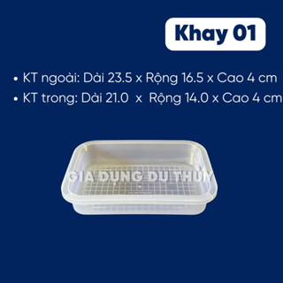  Khay nhựa chữ nhật đa năng trong suốt size 01  23.5 x 16.5 x 4cm  đựng thực phẩm linh kiện - chất liệu nhựa PP cao cấp 