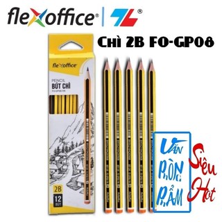 Bút Chì Gỗ HB, 2B/Flexoffice, 12 cây/Hộp (Chính Hãng)