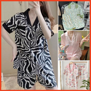 Bộ Ngủ Nữ Bộ Mặc Nhà Pijama Thoáng Mát, Bộ Lụa Băng Ngắn Tay Họa Tiết Có Nhiều Màu